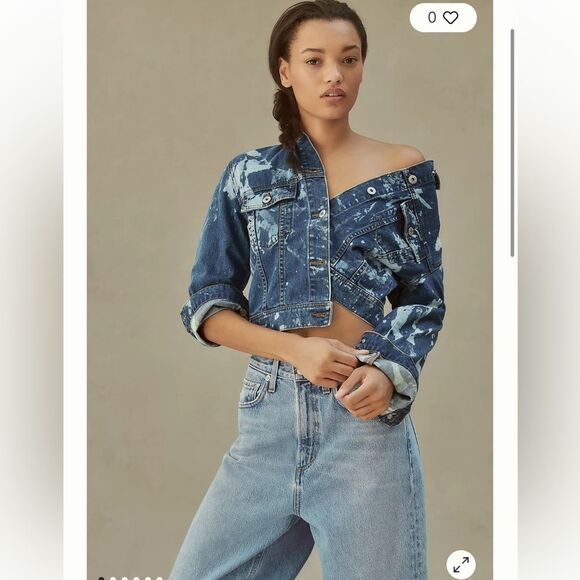 Anthropologie BB Dakota Kane Acid Wash Denim Jacket Women's Size Small NWT - Picture 1 of 13